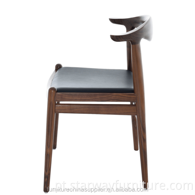 Cadeira de jantar moderna de madeira sólida Wegner The Cow Horn poltrona para hotel e restaurante pp 505